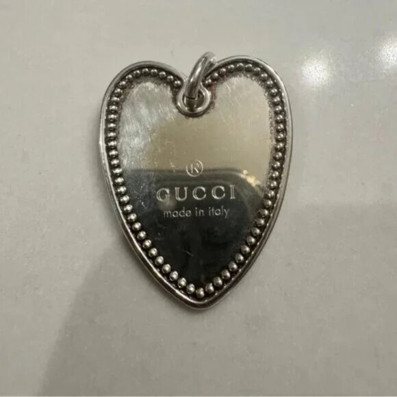 GUCCI Sterling Silver "Heart Tag" Logo Pendant - Picture 3 of 6